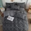 Unyqoos® Kinderbeddengoedset met Geometrisch Patroon en Omkeerbaar Ontwerp voor Jongens, Donkergrijs, 135 x 200 cm
