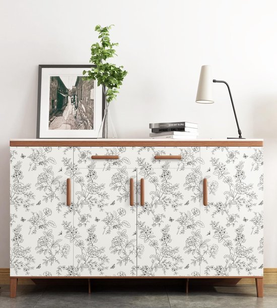 Unyqoos® Decoratieve zelfklevende bloemenbehangfolie voor meubels en muren 44 cm x 10 m