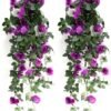 Unyqoos® Hangende Kunstplanten Set – 2x Klimop met Paarse Bloemen – 90 cm – Voor Binnen en Buiten