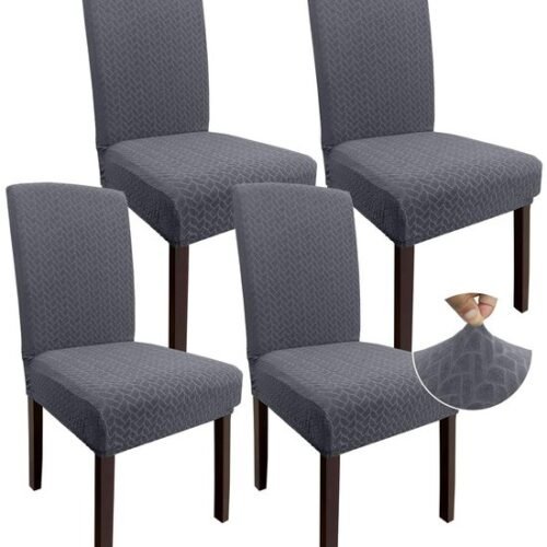 550x611-25.jpg Unyqoos® Set van 4 rekbare stoelhoezen voor eetkamerstoelen in modern grijs design