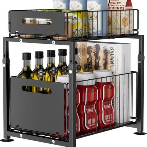 550x611-30.jpg Unyqoos® Uittrekbare en verstelbare kastorganizer met dubbele telescoopschuiflade