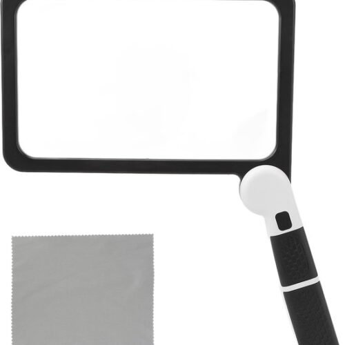 Unyqoos® Inklapbare rechthoekige loep met dimbare LED-verlichting voor beter zicht