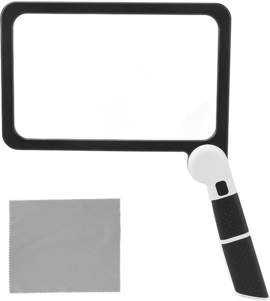 Unyqoos® Inklapbare rechthoekige loep met dimbare LED-verlichting voor beter zicht