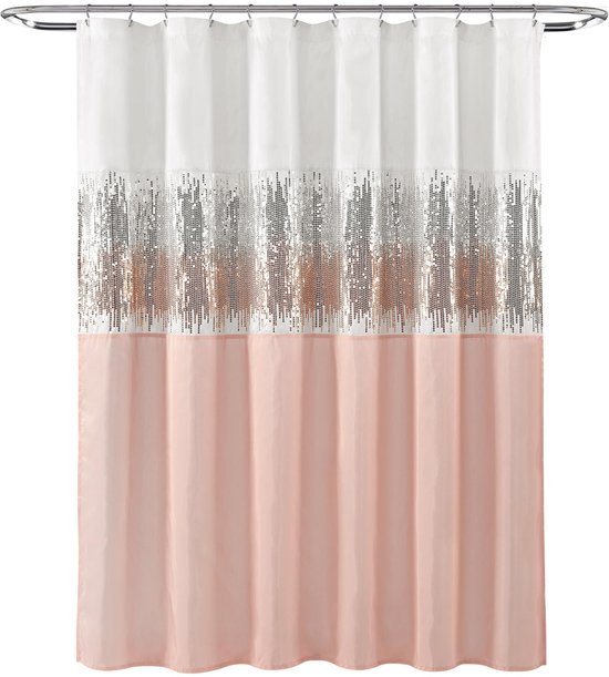 550x611-9.jpg Unyqoos® Stijlvol douchegordijn met glinsterende pailletten en kleurblokken voor moderne badkamers