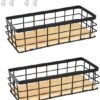 550x612-11.jpg Unyqoos® Set van twee metalen wandmanden met houten bodem voor veelzijdige opslag