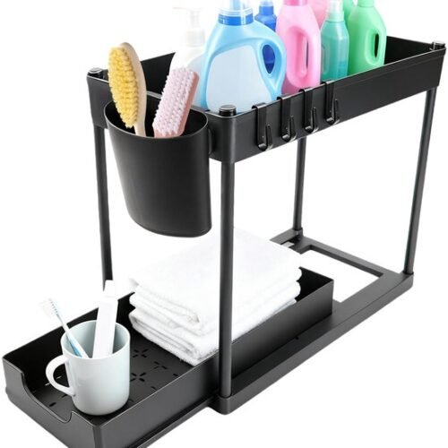 550x612-15.jpg Unyqoos® Uittrekbare keukenkastorganizer met twee niveaus en antisliprand