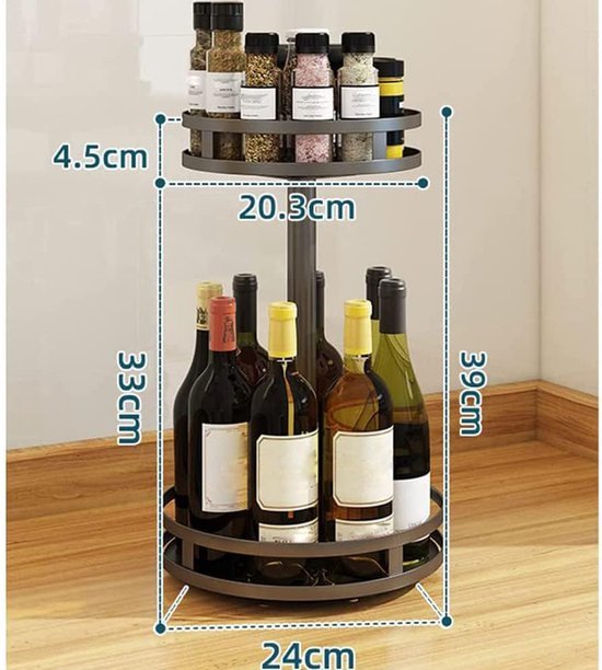 550x612-16.jpg Unyqoos ® Stijlvol Draaibaar Kruidenrek voor Optimaal Keukencomfort met Twee Verstelbare Etages