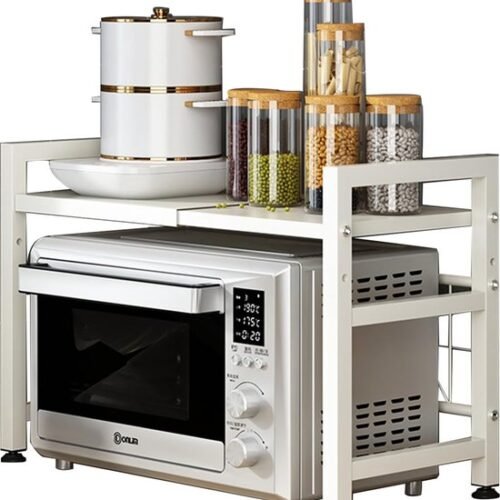 550x612-18.jpg Unyqoos® Uitschuifbaar keukenrek met twee niveaus en haken voor extra opbergruimte