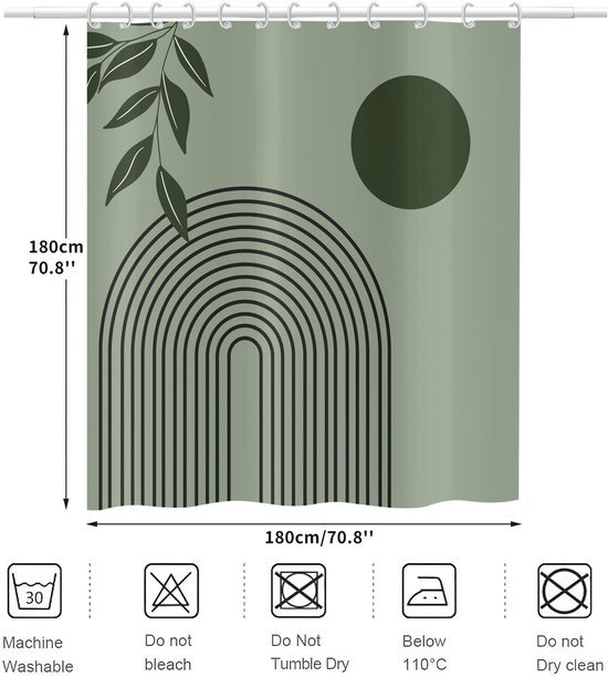 Unyqoos® Stijlvol en Functioneel Douchegordijn met Abstracte Kunst en Groene Bladeren Motief
