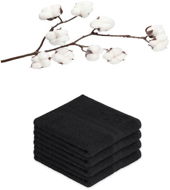 550x614-3.jpg Unyqoos® Zachte en Luxe Handdoekenset van 4 Stuks voor Optimaal Comfort in Zwart