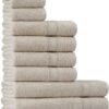 Unyqoos® Luxueuze 8-delige Handdoekenset in Crème voor Optimale Comfort en Absorptie