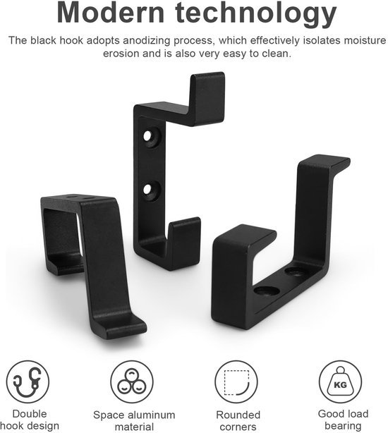 550x614-6.jpg Unyqoos® Set van 4 zwarte wandhaken voor efficiënte opbergruimte in huis