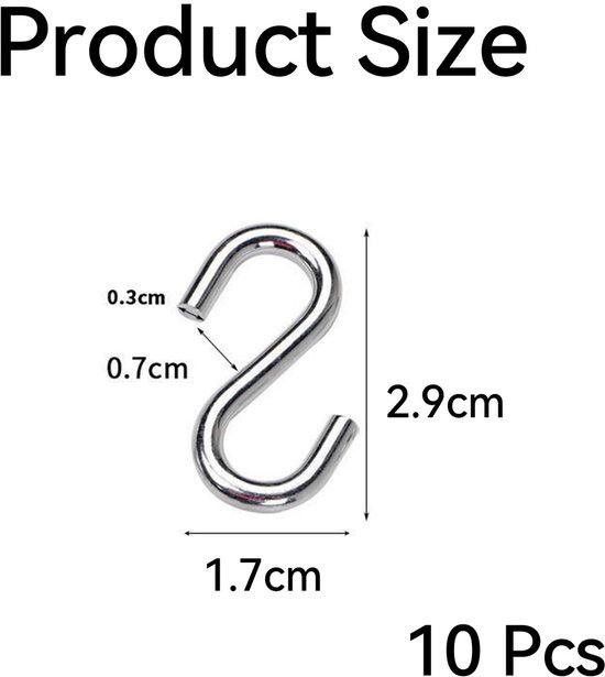550x615-19.jpg Unyqoos® Set van 10 compacte S-haken voor veelzijdige organisatie in huis en kantoor