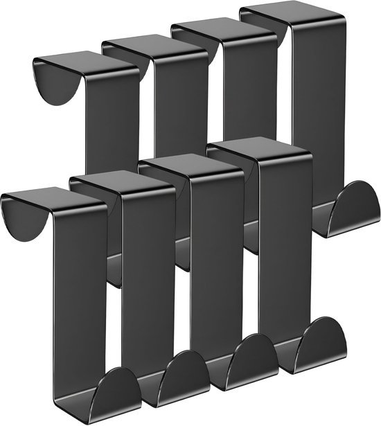 Unyqoos® Moderne deurkapstok met 8 multifunctionele haken in mat zwart roestvrij staal