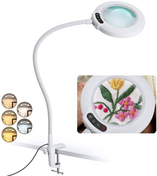 Unyqoos® Flexibele LED-vergrootlamp met 10-voudige vergroting en verstelbare zwanenhals