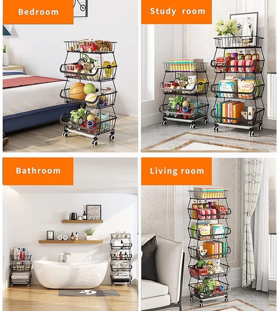 550x616-17.jpg Unyqoos® Veelzijdige Metalen Opbergrekken op Wielen met Meerdere Lagen voor Keuken en Badkamer