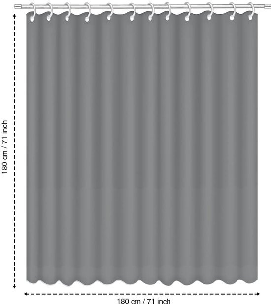 550x616-5.jpg Unyqoos® Waterbestendig douchegordijn met haken in antracietgrijs polyester