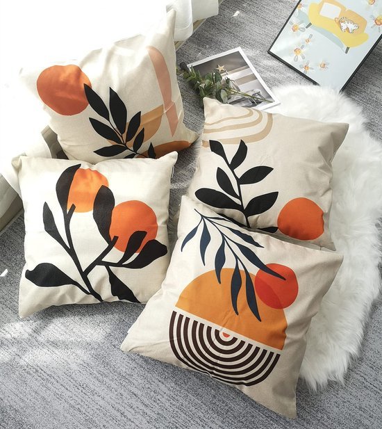 Unyqoos ® Oranje Decoratieve Kussenhoezen Set van 4 voor Binnen en Buiten Gebruik
