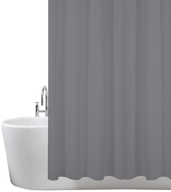 550x617-7.jpg Unyqoos® Waterbestendig douchegordijn met haken in antracietgrijs polyester