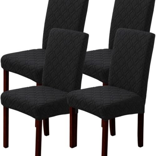 Unyqoos® Set van 4 elastische stoelhoezen voor eetkamer en keuken, wasbaar en
