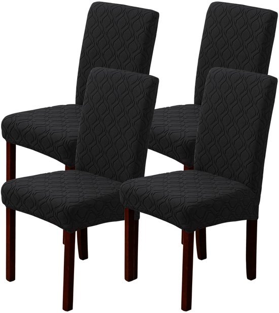 Unyqoos® Set van 4 elastische stoelhoezen voor eetkamer en keuken, wasbaar en