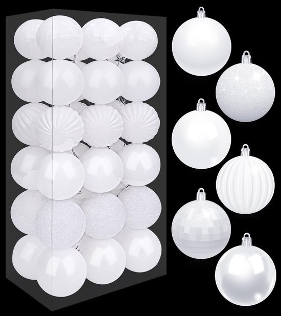 Unyqoos® Set van 36 kleurrijke kunststof kerstballen voor feestelijke boomdecoratie
