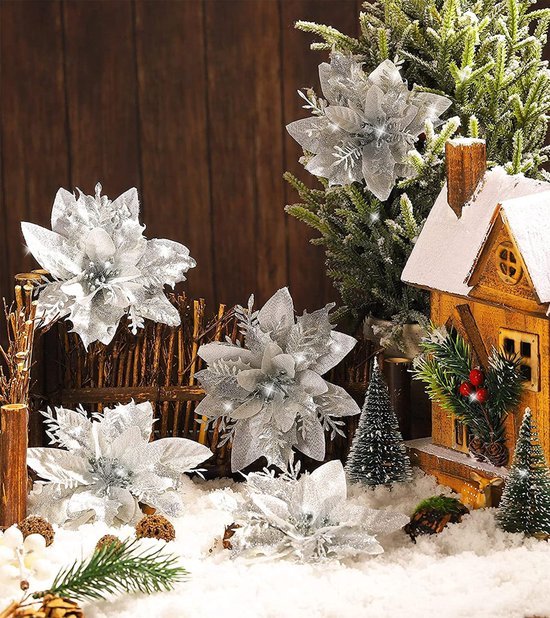 Unyqoos® Glitterende kunstbloemen voor feestelijke kerst- en bruiloftsdecoratie