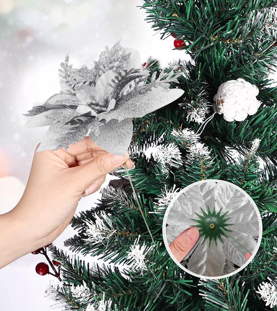 Unyqoos® Glitterende kunstbloemen voor feestelijke kerst- en bruiloftsdecoratie