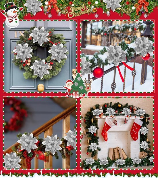 Unyqoos® Glitterende kunstbloemen voor feestelijke kerst- en bruiloftsdecoratie