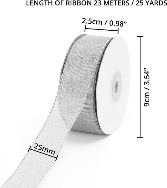 Unyqoos ® Feestelijk Glanzend Zilveren Lint voor Creatieve Decoraties en Geschenkverpakkingen