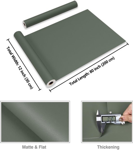 Unyqoos® Zelfklevend Saliegroen Decoratiefolie voor Diverse Interieurstijlen en Meubelbescherming