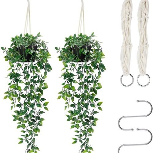 Unyqoos ® Realistisch ogende hangende decoratieve planten met pot voor interieurontwerp, 2 stuks, 85 cm, veelzijdige decoratie
