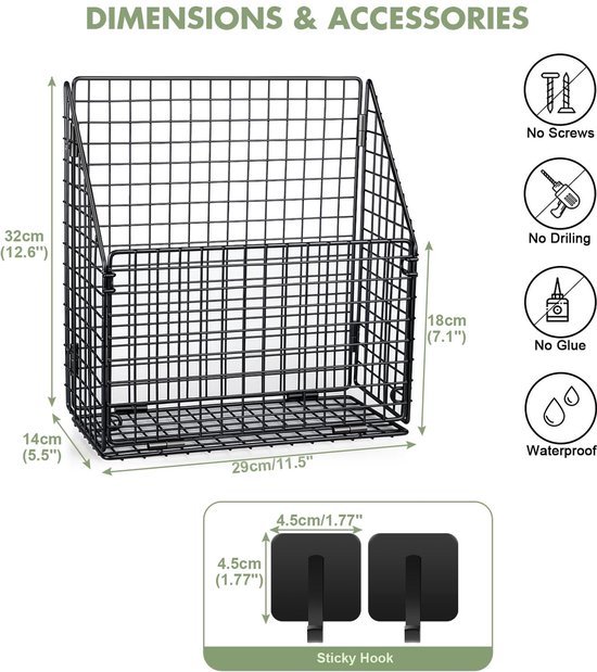 550x619-9.jpg Unyqoos® Opvouwbare metalen opbergmand met zelfklevende haken voor veelzijdig gebruik