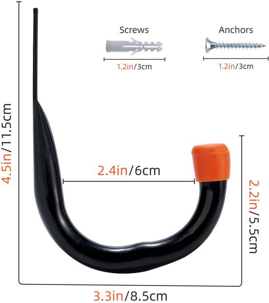 550x621-12.jpg Unyqoos® Zesdelige set stevige wandhaken voor garage en opslag van gereedschap