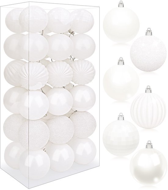 Unyqoos® Set van 36 kleurrijke kunststof kerstballen voor feestelijke boomdecoratie