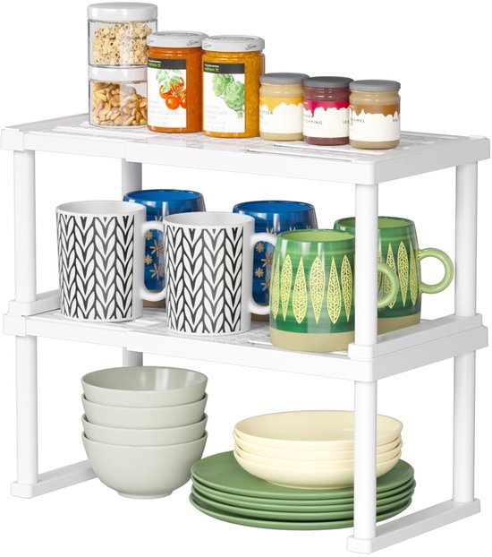 Unyqoos ® Kruidenrek Uitbreidbaar Keukenorganizer Set van 2 voor Optimaal Ruimtebeheer
