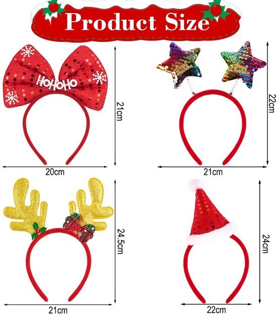 Unyqoos® Feestelijke Haarbandenset voor Kerstmis met Rendier en Sneeuwpop Designs