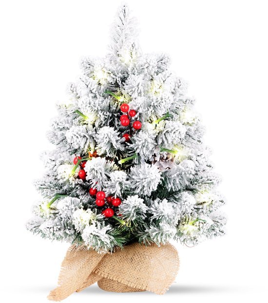 Unyqoos® Compacte kunstkerstboom met sneeuw en verlichting voor sfeervolle decoratie