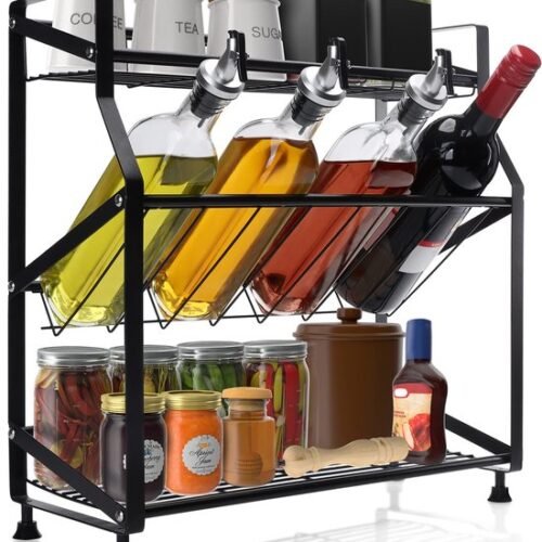Unyqoos ® Kruidenorganizer met Drie Lagen en IJzeren Frame voor Keuken en Badkamer
