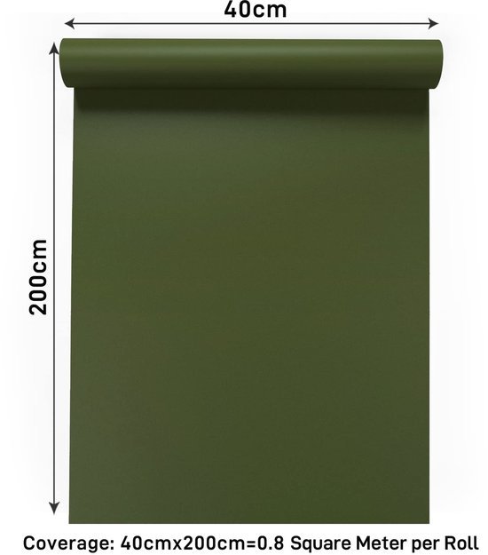Unyqoos® Olijfgroene Zelfklevende Decoratieve Folie voor Meubels en Wanden 40 cm x 200 cm, Waterdicht en Afneembaar