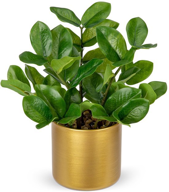 Unyqoos® Decoratieve kunstplanten in gouden pot voor huis en kantoor, groente, 30 cm