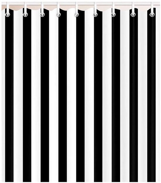 550x625-9.jpg Unyqoos® Waterdicht douchegordijn met ringen in zwart-wit strepen voor badkamer