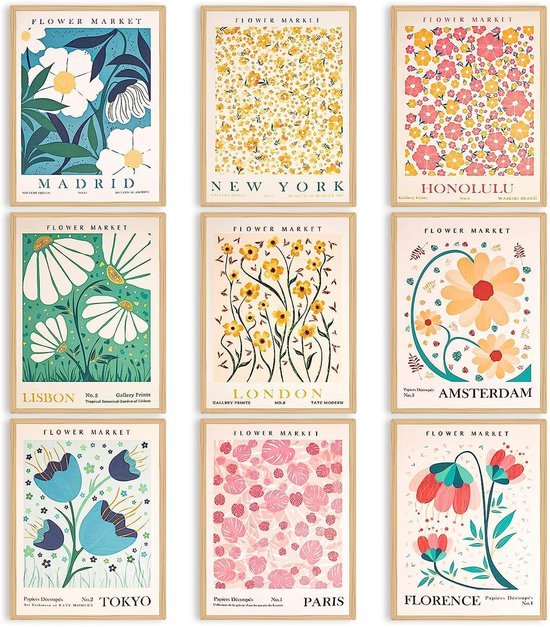 550x627-19.jpg Unyqoos® Stijlvolle Set van 9 Bloemenposters voor Vintage en Minimalistische Interieurs