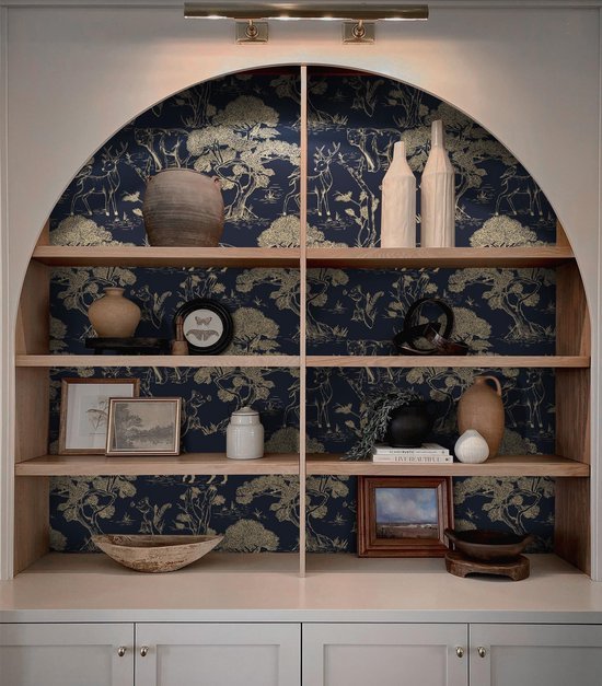 Unyqoos® Donkerblauw zelfklevend behang met dierenmotief voor diverse ruimtes 44 x 300 cm