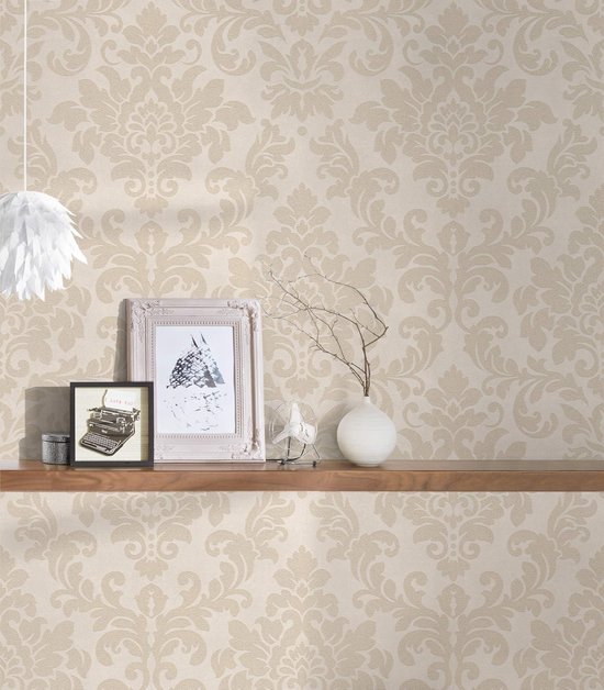 550x628-11.jpg Unyqoos® Elegant vliesbehang met barokke ornamenten in beige en crèmetinten