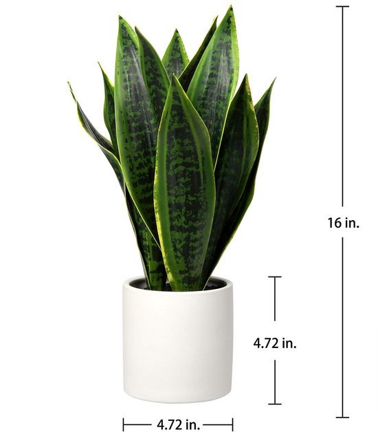 Unyqoos® Decoratieve kunstplant Sansevieria in stijlvolle keramische pot voor elk interieur