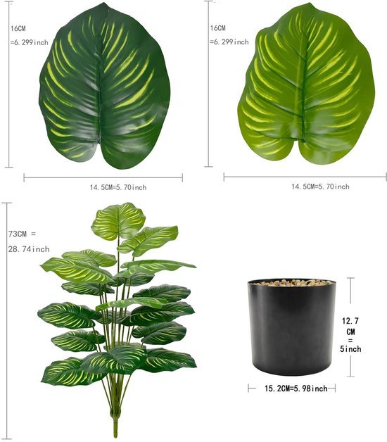 Unyqoos® Grote tropische kunstplant met levensechte bladeren voor binnen en buiten