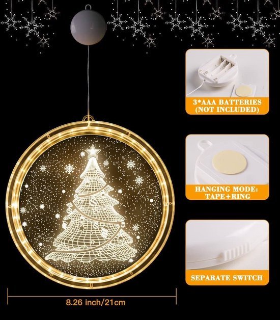 550x628-20.jpg Unyqoos® Sfeervolle 3D Kerstboom Raamverlichting met Warm Wit Licht voor Binnen en Buiten