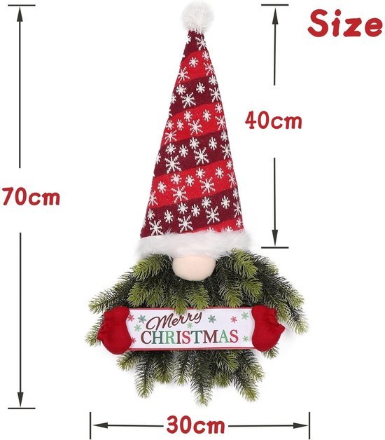 Unyqoos® Decoratieve Kerstkrans met Zweedse Kabouter voor Huis en Tuin