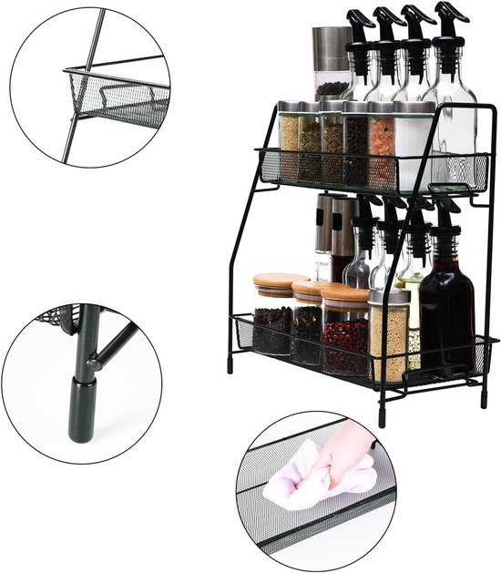 Unyqoos® Stijlvol en Functioneel Kruidenrek met Twee Verdiepingen voor Keuken en Badkamer
